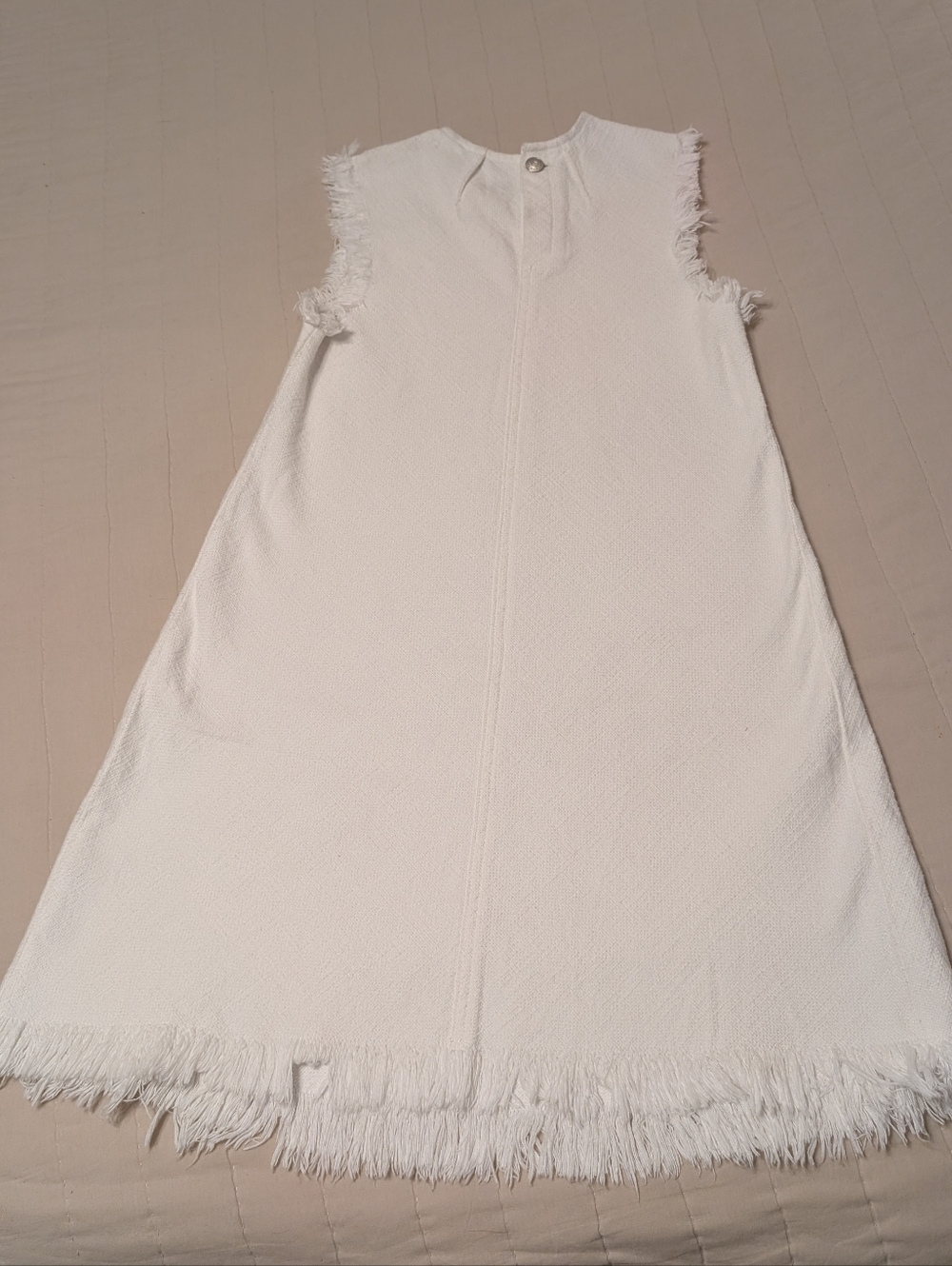 Alexander Wang White Sleeveless Mini Dress with Fringed Trim - Picture 4 of 11